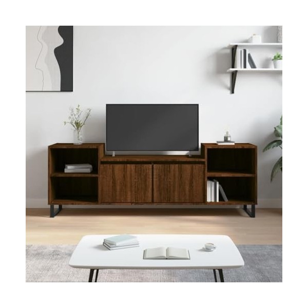 vidaXL Meuble TV, Armoire de Télévision avec 6 Compartiments, Meuble Télé avec Portes Salon Salle de Séjour, Moderne, Chêne M
