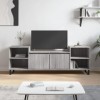 vidaXL Meuble TV, Armoire de Télévision avec 6 Compartiments, Meuble Télé avec Portes Salon Salle de Séjour, Moderne, Gris So