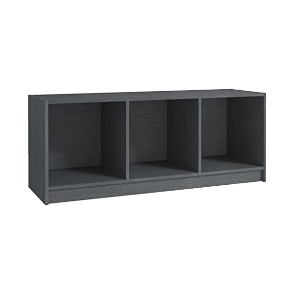 homiuse Meuble TV Gris 104x33x41 cm Bois de Pin Massif Armoire HiFi Décoration Intérieure Meuble de Télévision Table Salon Su