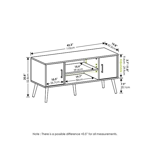 Furinno Claude Meuble TV Style Milieu siècle avec Pieds en Bois, dingénierie, Chêne Français Gris, Two Cabinets