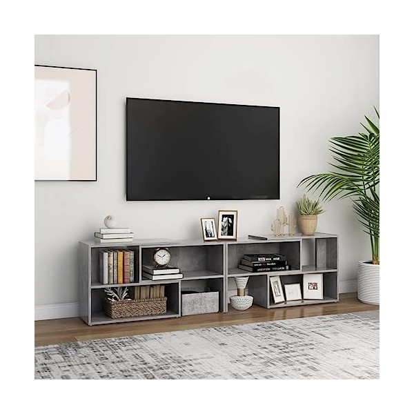 Meuble TV Gris béton 149x30x52 cm Aggloméré - Meuble Chambre, Support Télé pour Salon Salle à Manger Chambre, Style Industrie