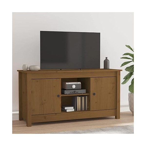 Meuble TV Marron miel 103x36,5x52 cm Bois de pin massif