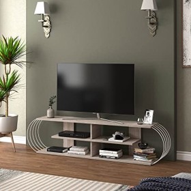[en.casa] Meuble TV de Salon Banc Télé Industriel Support Rangement Console Jeux Etagères Panneau de Particules Métal 172 x 3
