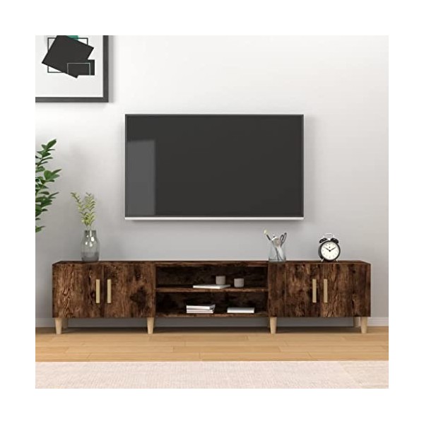 Meuble TV chêne fumé 180x31,5x40 cm Bois dingénierie - Meuble TV sur Salle de Séjour, Salon et Chambre à Coucher