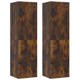 Meubles TV muraux 2 pcs Chêne fumé 30,5x30x110 cm - Meuble TV sur Salle de Séjour, Salon et Chambre à Coucher