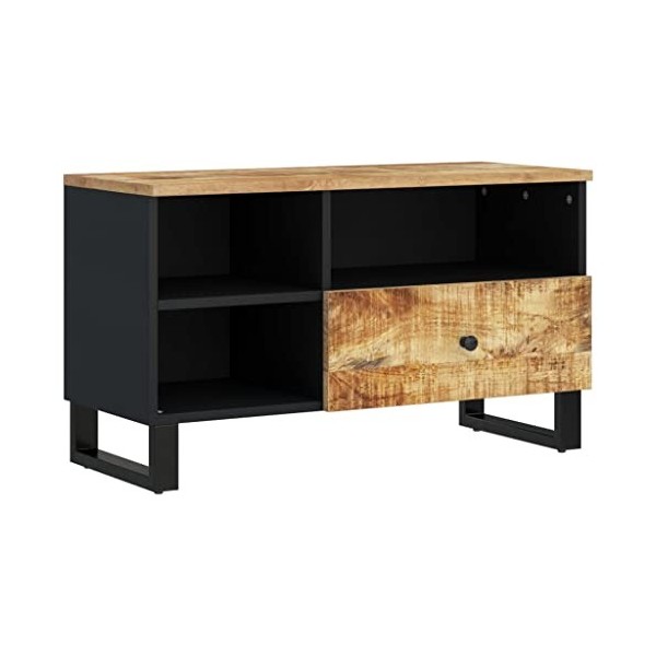 FAMIROSA Meuble TV 80x33x46 cm Bois de manguier et dingénierie 19.01KG 
