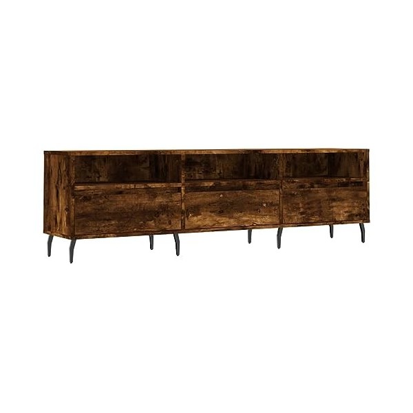 FAMIROSA Meuble TV chêne fumé 150x30x44,5 cm Bois dingénierie 24.9KG 