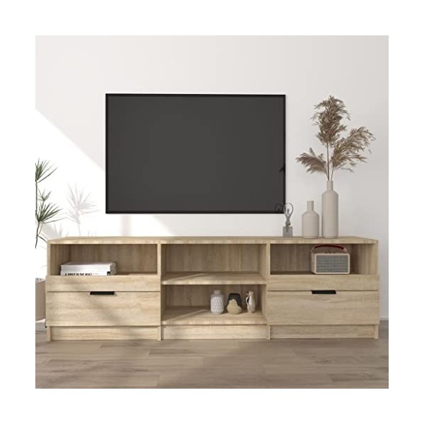 FAMIROSA Meuble TV Chêne Sonoma 150x33,5x45 cm Bois dingénierie 28.8KG 