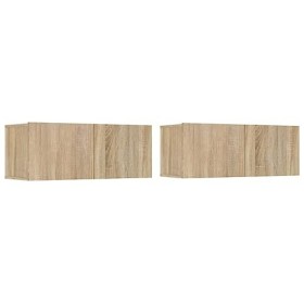 FAMIROSA Meubles TV 2 pcs Chêne Sonoma 80x30x30 cm Bois dingénierie 23.5KG 