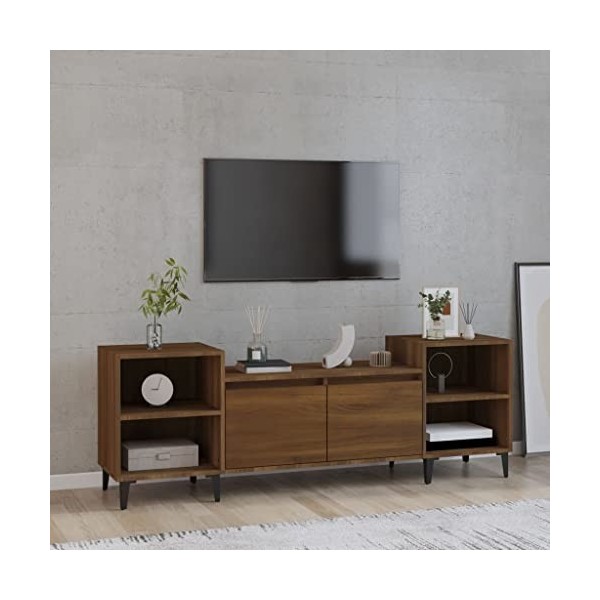 FAMIROSA Meuble TV Chêne Marron 160x35x55 cm Bois dingénierie 30KG 