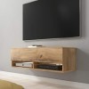Wander - Meuble TV Suspendu/Banc TV avec LED 100 cm Effet chêne wotan 