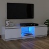 Annlera Meuble TV avec Lumières LED Colorées Blanc Brillant 120x30x35,5 cm Bois dingénierie Moderne Banc TV Maison Salon Gra