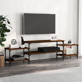 Higsose Meuble TV Design Élégant Chêne Marron 197x35x52 cm Bois dingénierie Meuble de Multimédia avec Pieds Réglables Meuble
