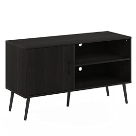Furinno Claude TV Style Milieu du siècle avec Pieds en Bois, Un Meuble Deux étagères, dingénierie, Espresso, 110 W x 62,8 H