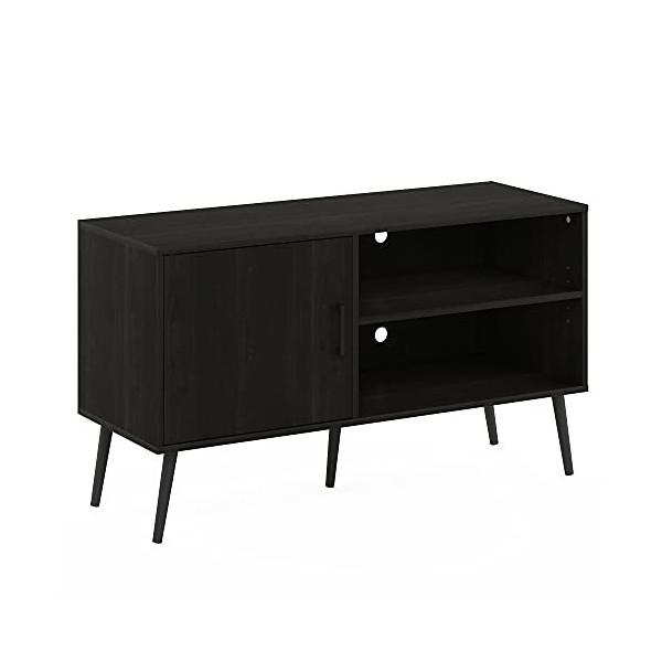 Furinno Claude TV Style Milieu du siècle avec Pieds en Bois, Un Meuble Deux étagères, dingénierie, Espresso, 110 W x 62,8 H
