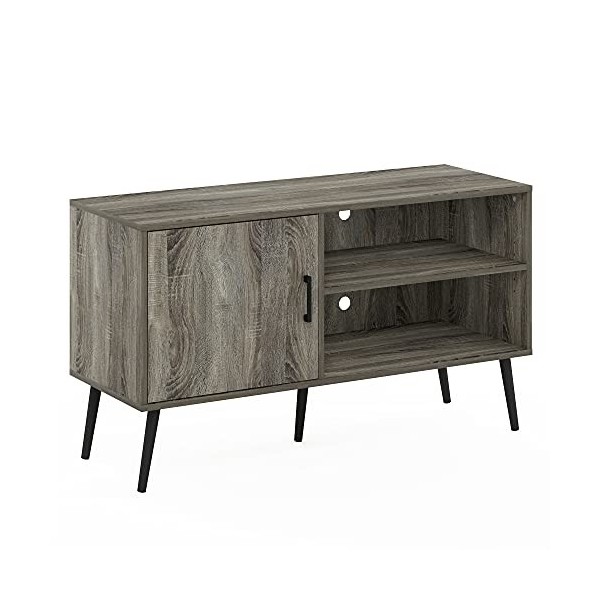 Furinno Claude TV Style Milieu du siècle avec Pieds en Bois, Un Meuble Deux étagères, dingénierie, Espresso, 110 W x 62,8 H