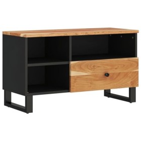 heybb Meuble TV 80x33x46 cm Bois dacacia Solide et Bois dingénierie,Meuble TV,Table Basse Salon Meuble TV,Table Basse LED C