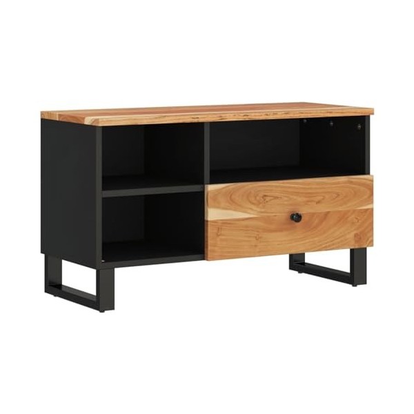 heybb Meuble TV 80x33x46 cm Bois dacacia Solide et Bois dingénierie,Meuble TV,Table Basse Salon Meuble TV,Table Basse LED C