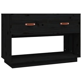 ZEYUAN Meuble TV Noir 90x40x60 cm Bois de pin Massif,Meuble TV,Meuble TV Moderne,Meuble de Salon