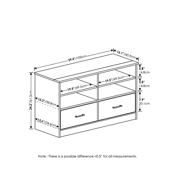 Furinno Jensen Meuble TV avec tiroir, Espresso, 41 D x 100 W x 61,42 H cm