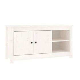 Keyur Meuble TV, Banc TV Buffet Bas Support de Télévision Meuble Télé Meuble TV Blanc 103x36,5x52 cm Bois de pin Massif