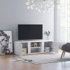 Susany Meuble TV Aggloméré Solide et Durable Blanc Brillant 120x34x37 cm