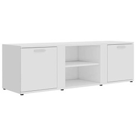 Susany Meuble TV Aggloméré Solide et Durable Blanc Brillant 120x34x37 cm