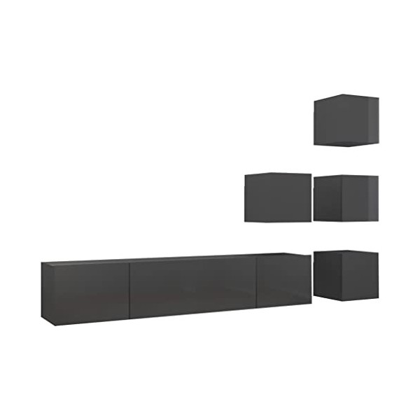 vidaXL Ensemble de Meubles TV Muraux Centres de Divertissement Armoires Flottantes de Salle de Séjour Rangement Sonoma Gris B