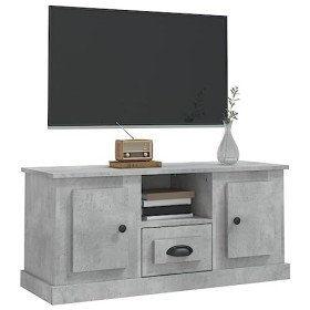 Hovothy Meuble TV Gris Béton 100x35,5x45 cm Bois dingénierie Armoire Télévision Décoration Salon Intérieure Dessus Robuste V