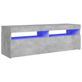 Camerina Meuble TV avec lumières LED Gris béton 120x35x40 cm,Meubles De Salon TV,Meuble Bas Salon,Meuble TV Longueur
