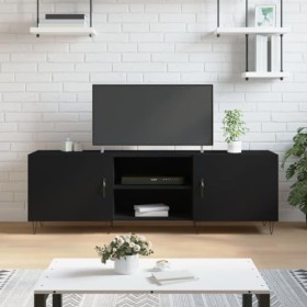 Camerina Meuble TV Noir 150x30x50 cm Bois dingénierie,Meuble TV Longueur,Meubles De Salon TV,Meuble Bas Salon