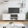 Camerina Meuble TV Blanc 150x30x50 cm Bois dingénierie,Table Basse Salon Meuble TV,Meuble TV,Table Basse LED Couleurs