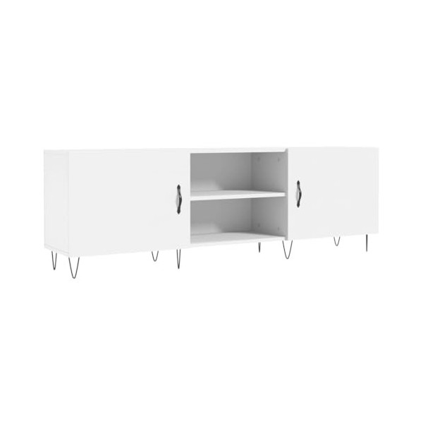 Camerina Meuble TV Blanc 150x30x50 cm Bois dingénierie,Table Basse Salon Meuble TV,Meuble TV,Table Basse LED Couleurs