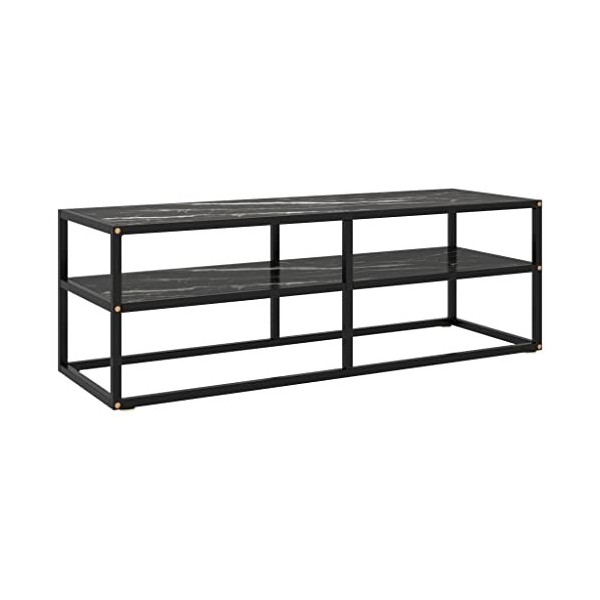 Générique Meuble TV Noir avec Verre marbre Noir 120x40x40 cm,14.98 KG,322862, Meubles, Meubles TV