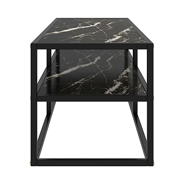 Générique Meuble TV Noir avec Verre marbre Noir 120x40x40 cm,14.98 KG,322862, Meubles, Meubles TV