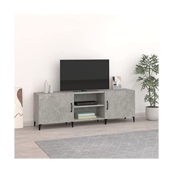 FAMIROSA Meuble TV Gris béton 150x30x50 cm Bois dingénierie 25.6KG 