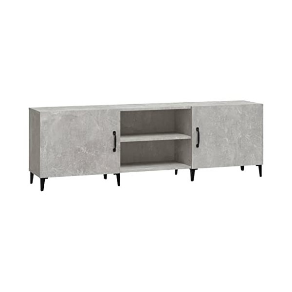 FAMIROSA Meuble TV Gris béton 150x30x50 cm Bois dingénierie 25.6KG 