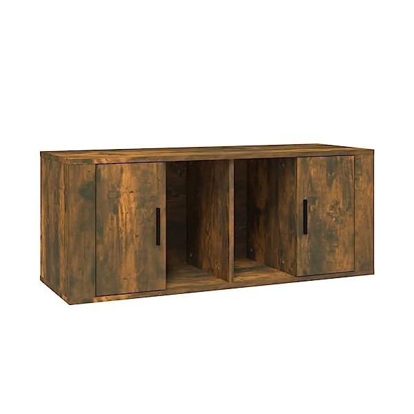 Higsose Meuble TV Salon Chêne Fumé 100x35x40 cm Bois dingénierie Armoire Télévision Dessus Stable et Robuste Vitrine daffic