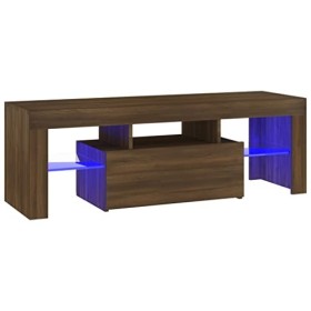 FIRBNUS Meuble TV avec Lumières LED Chêne Marron 120x35x40 cm Bois dingénierie Armoire Média Salon Amplement d’Espace pour G