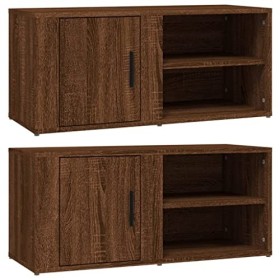 Higsose Meubles TV 2 Pcs Chêne Marron 80x31,5x36 cm Bois dingénierie Design Tendance Armoire Multimédia Grand Espace de Rang