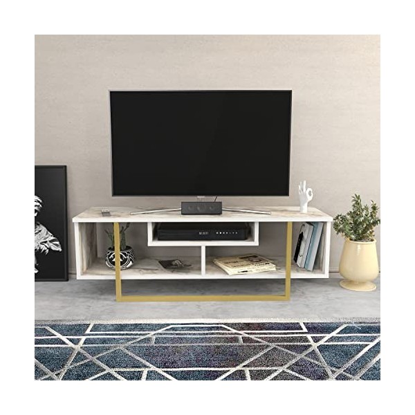 DECOROTIKA Asal Meuble TV 55" Largeur 120 cm Noyer/Noir