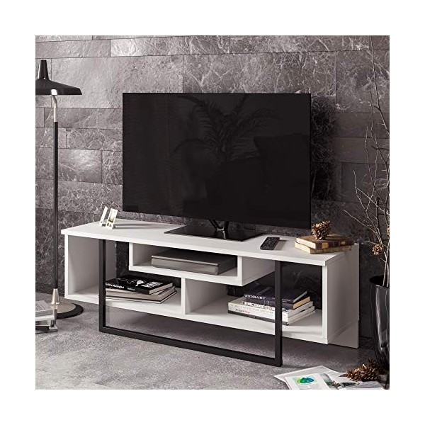DECOROTIKA Asal Meuble TV 55" Largeur 120 cm Noyer/Noir