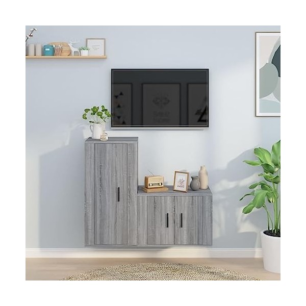 WREWING Meuble TV,Support pour Téléviseur Jusqu’à 50-80 Pouces,Table Télé avec Étagères Réglables,Bas Table TV Support de Tél