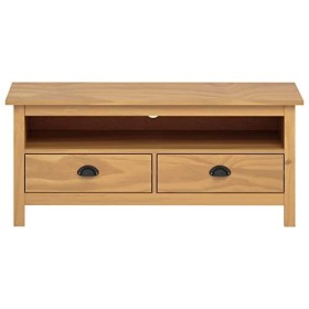 Ausla Meuble TV 110 x 40 x 47 cm Meuble bas pour TV avec 2 tiroirs et 1 compartiment Meuble TV moderne en bois de pin massif 