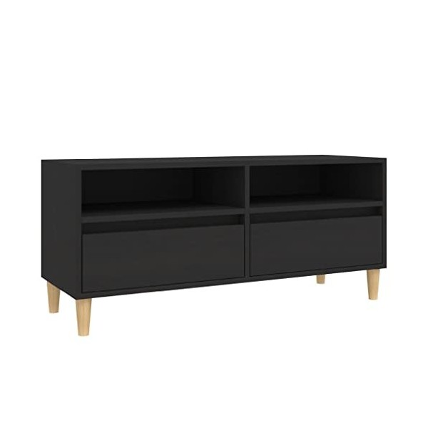 Hovothy Meuble TV Noir 100x34,5x44,5 cm Bois dingénierie Armoire Stéréo Espace de Vie Intérieur Décoration Classique Armoire