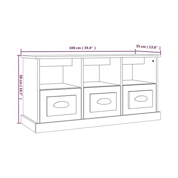 FIRBNUS Meuble TV Blanc 100x35x50 cm Bois dingénierie Armoire TV Salon Construction Robuste Meuble HiFi Tendance Décoration 