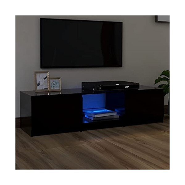 Meuble TV avec lumières LED Noir 140x40x35,5 cm - Meuble TV sur Salle de Séjour, Salon et Chambre à Coucher