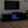 Meuble TV avec lumières LED Noir 140x40x35,5 cm - Meuble TV sur Salle de Séjour, Salon et Chambre à Coucher