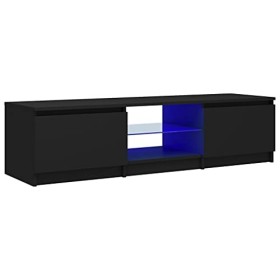 Meuble TV avec lumières LED Noir 140x40x35,5 cm - Meuble TV sur Salle de Séjour, Salon et Chambre à Coucher