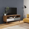 FIRBNUS Meuble TV avec 2 Tiroirs MOLDE Blanc 106x40x49 cm Bois de Pin Massif Unité TV Tendance Fonction daffichage pour Affi